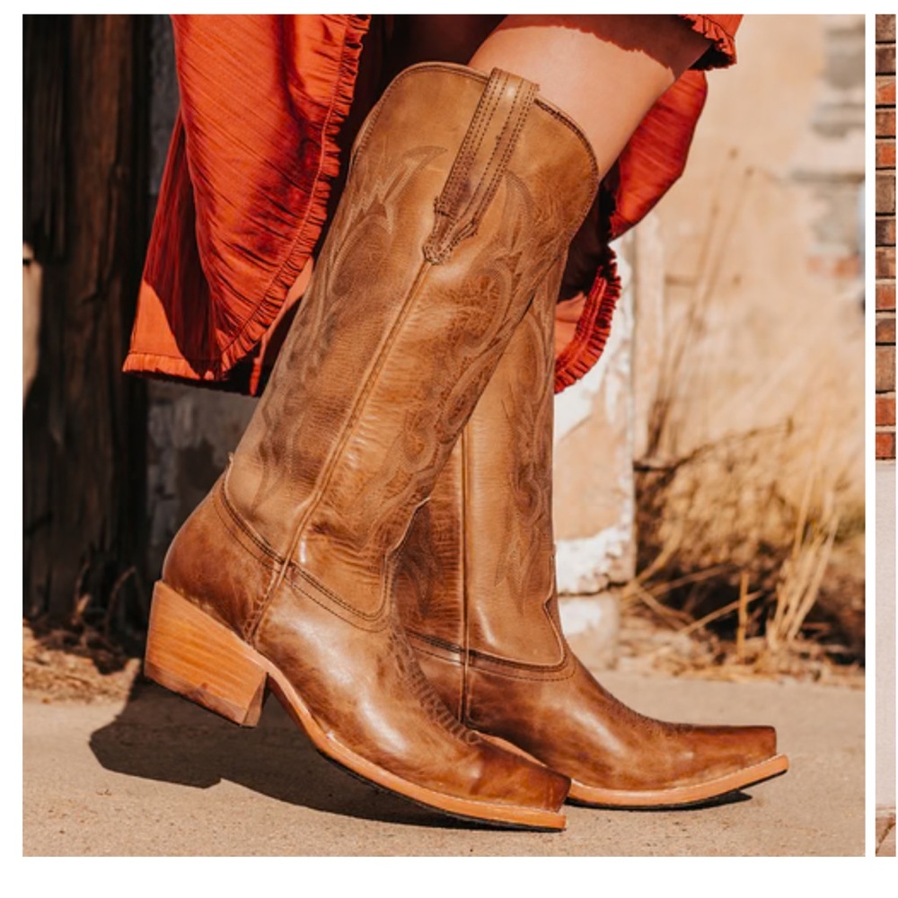 Freebird Tan Brown Woodland Leather Cowboy Knee-High Heeled Boots